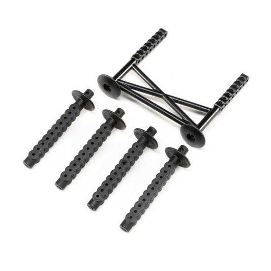 Losi LOS241050 Rear Body Support and Body Posts Black LMT - PowerHobby