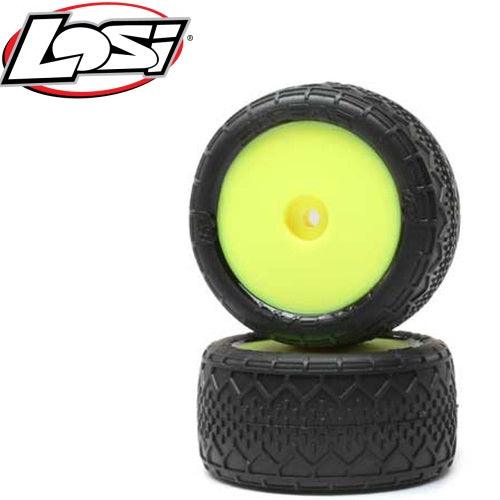 Losi LOS41016 BK Bar Rear Mounted Yellow Tires/ Wheels (2) Mini-B - PowerHobby