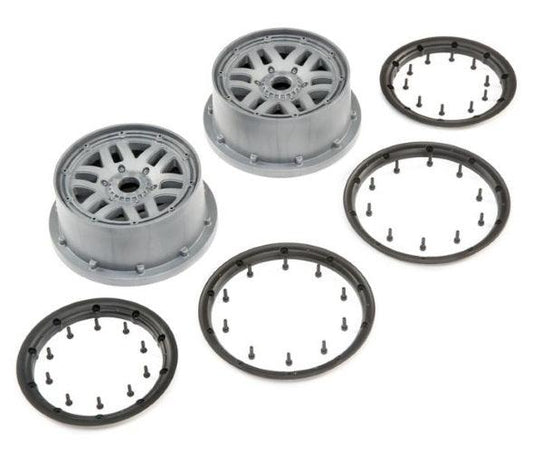 Losi Racing LOS45022 Wheel and Beadlock Set Grey (2) 5ive-T 2.0 - PowerHobby