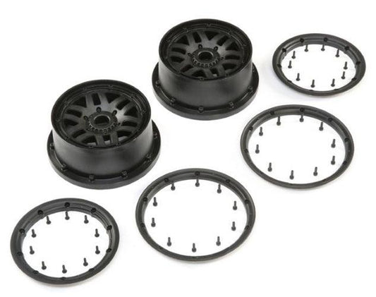 Losi Racing LOS45025 Wheel and Beadlock Set Black (2) 5ive-T 2.0 - PowerHobby