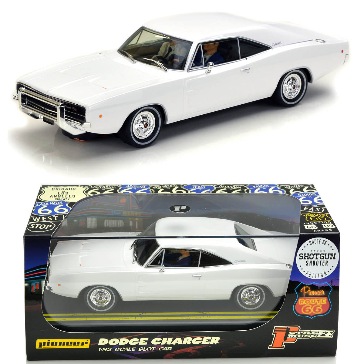 Pioneer Dodge Charger Hemi 426 White P149 1/32 slot Car for Scaelxtric DPR - PowerHobby