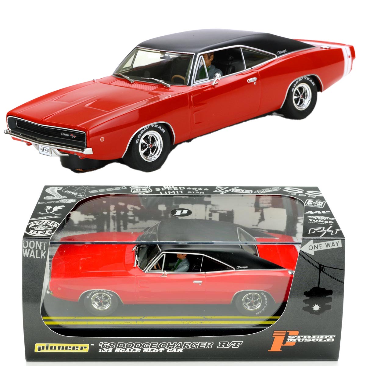 Pioneer 1968 Dodge Charger Hemi 426 Red P159 1/32 slot Car for Scaelxtric DPR - PowerHobby