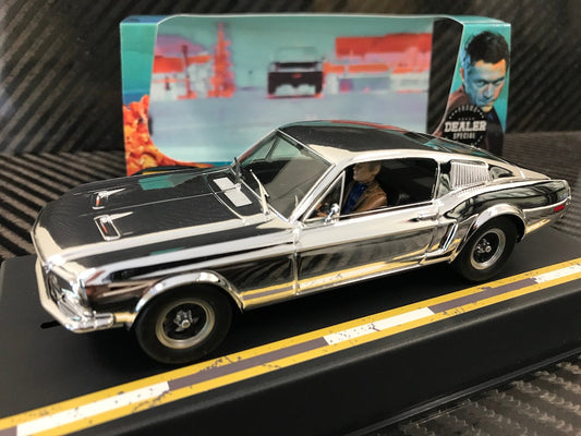 Pioneer Steve McQueen Bullitt Ford Mustang 390 GT Chrome DEALER SPECIAL 1/32 slot Car - PowerHobby