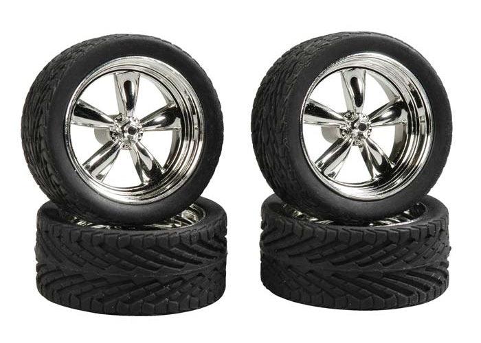 Pegasus Hobbies PGH2301 23" Chrome T's Wheel w/ Tire Set (4) Plastic Model - PowerHobby