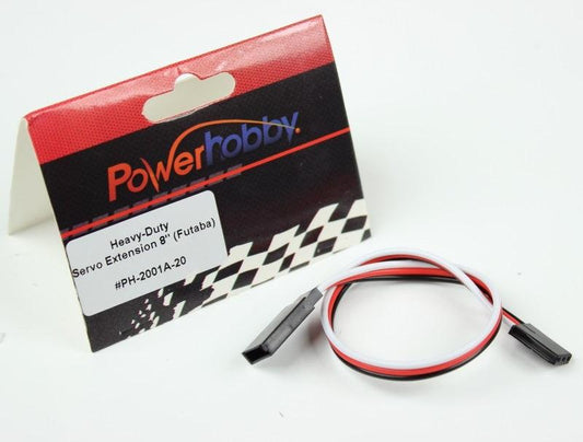 Powerhobby 8" Heavy Duty Servo Extension Wire Futaba Connector J 20AWG - PowerHobby