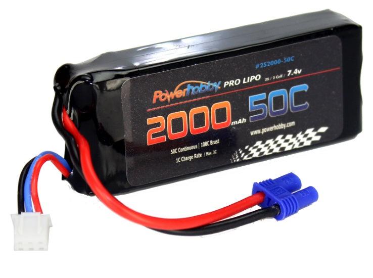 Powerhobby 2s 7.4V 2000mah 50c EC2 Lipo Battery - PowerHobby