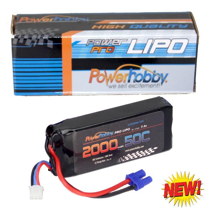 Powerhobby 2s 7.4V 2000mah 50c EC2 Lipo Battery - PowerHobby