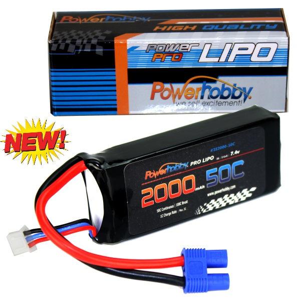 Powerhobby 2s 7.4V 2000mah 50c Lipo Battery with EC3 Plug - PowerHobby