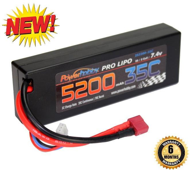 Powerhobby 2s 7.4v 5200mah 35c Lipo Battery w Deans Plug 2-Cell - PowerHobby