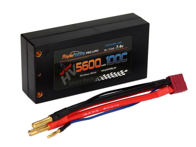 Powerhobby 2s 7.6V 5600mah 100c HV Shorty Lipo Battery with Deans - PowerHobby