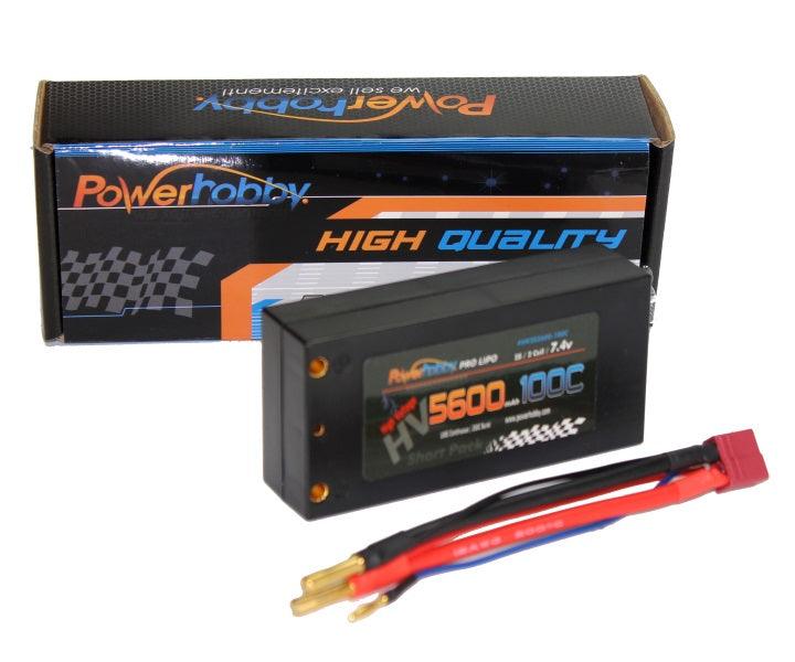 Powerhobby 2s 7.6V 5600mah 100c HV Shorty Lipo Battery with Deans - PowerHobby