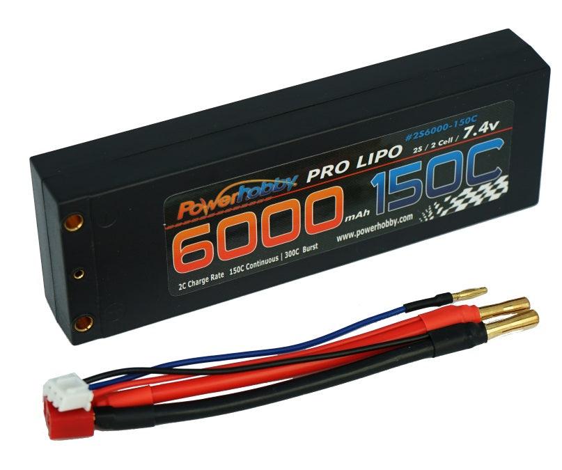 Powerhobby XTREME 2S 7.4V 6000mAh 150C-300C Lipo Battery w Bullet Deans 2-Cell - PowerHobby