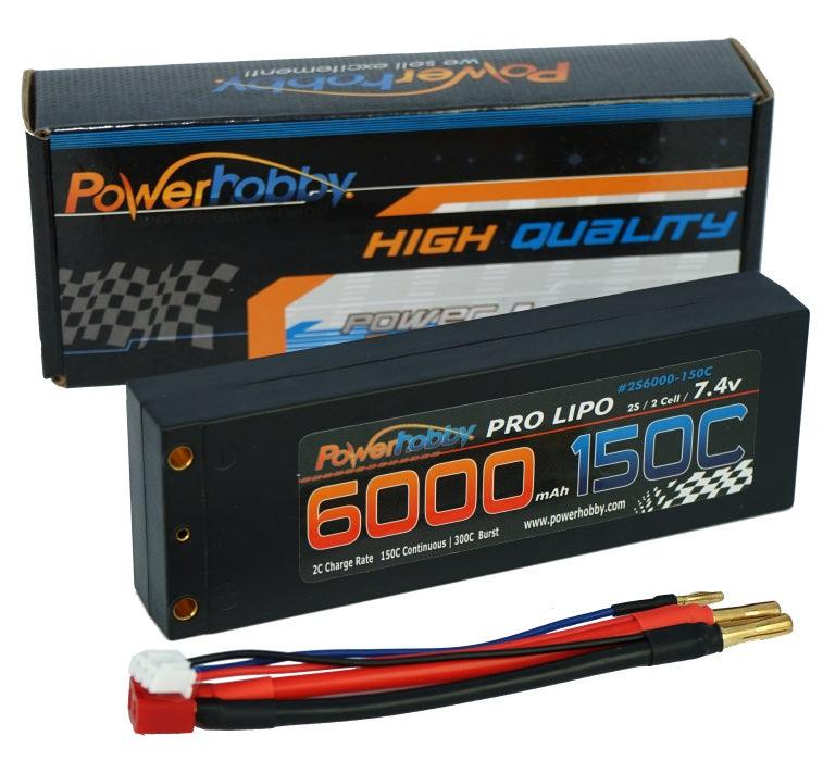 Powerhobby XTREME 2S 7.4V 6000mAh 150C-300C Lipo Battery w Bullet Deans 2-Cell - PowerHobby