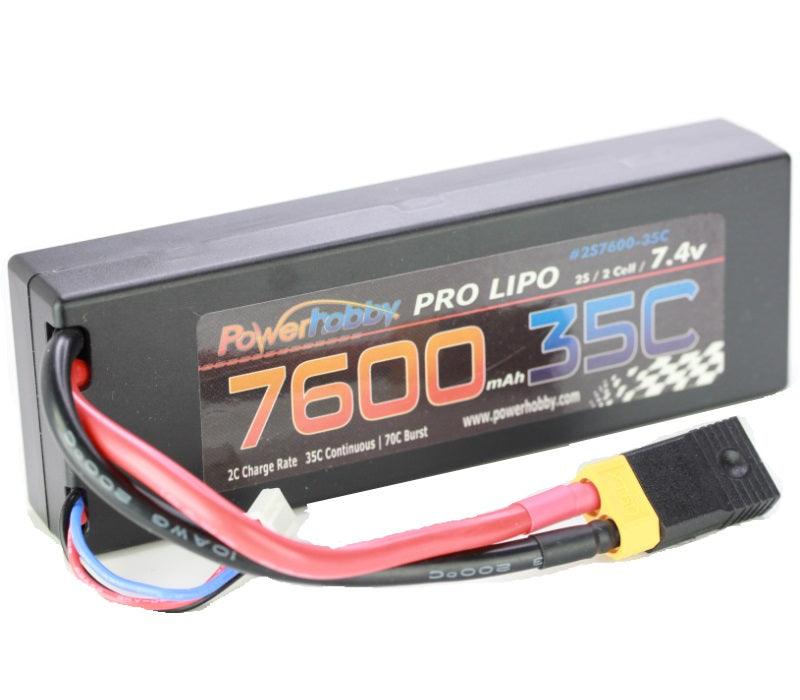 Powerhobby 2s 7.4v 7600mah 35c Lipo Battery w XT60 Plug + Adapter - PowerHobby