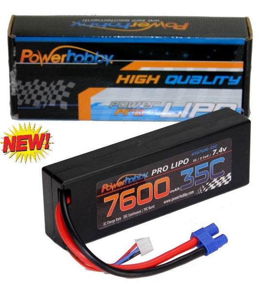 Powerhobby 2s 7.4v 7600mah 35c Lipo Battery w EC3 Plug 2-Cell - PowerHobby