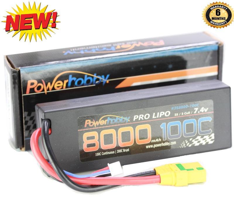 Powerhobby 2s 7.4V 8000mah 100C Lipo Battery with XT90 Plug - PowerHobby