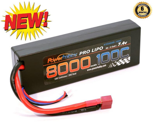 Powerhobby 2s 7.4V 8000mah 100c-200C Lipo Battery W Deans Plugs - PowerHobby