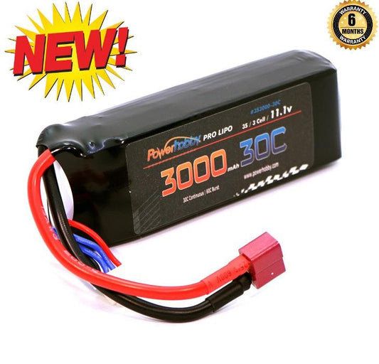 Powerhobby 3S 11.1V 3000mAh 30C Lipo Battery w Deans Plug - PowerHobby