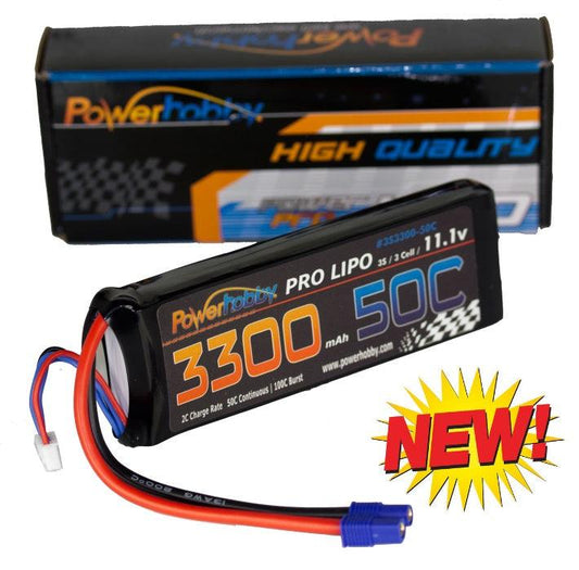 Powerhobby 3s 11.1v 3300mah 50c-100C Lipo Battery w EC3 Plug - PowerHobby