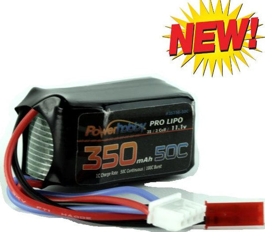 Powerhobby 3s 11.1v 350mah 50c Lipo Battery w JST Plug Blade 180 CFX / 130 S - PowerHobby