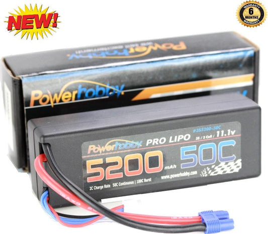 Powerhobby 3S 11.1V 5200mAh 50C Lipo Battery w EC3 Plug 3-Cell Hard Case - PowerHobby