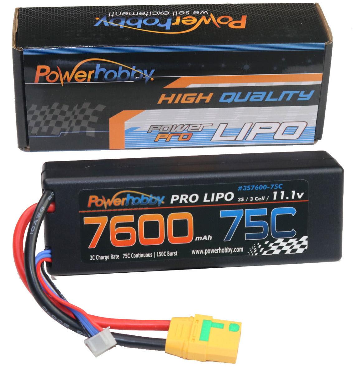 Powerhobby 3s 11.1v 7600mah 75c Lipo Battery w XT90 Plug Hard Case - PowerHobby