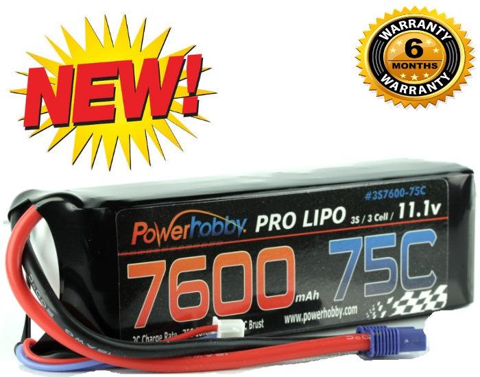 Powerhobby 3S 11.1v 7600mAh 75C Lipo Battery w EC3 Plug - PowerHobby