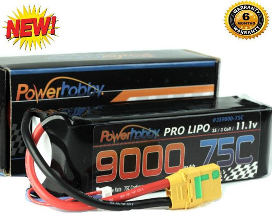 PowerHobby 3S 11.1V 9000mAh 75C Lipo Battery Pack w XT90 Plug - PowerHobby