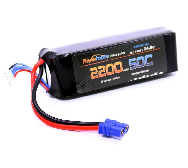 Powerhobby 4s 14.8v 2200mah 50c Lipo Battery w EC3 Plug 4-Cell - PowerHobby