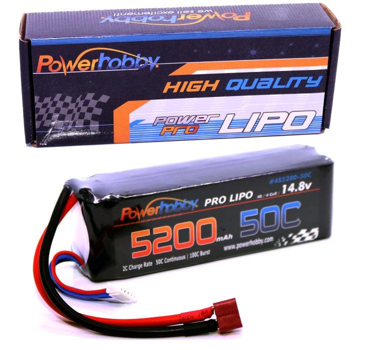 Powerhobby 4S 14.8V 5200mAh 50C Lipo Battery Soft Case 4-Cell w Deans Plug - PowerHobby