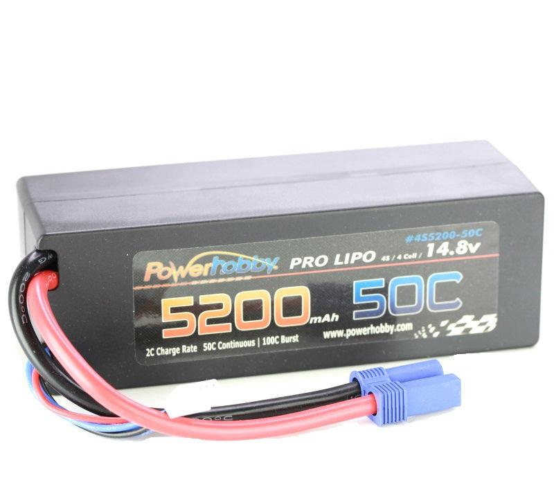 Powerhobby 4S 14.8V 5200mAh 50C Lipo Battery Hard Case 4-Cell w EC5 Plug - PowerHobby