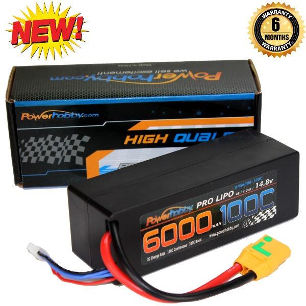 Powerhobby 4s 14.8v 6000mah 100c Lipo Battery w XT90 Plug Hard Case 4-cell - PowerHobby