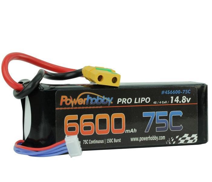 PowerHobby 4S 14.8V 6600mAh 75C-150C Lipo Battery Pack XT90 Plug 4-Cell - PowerHobby