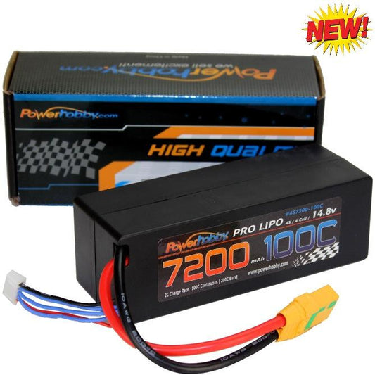 Powerhobby 4s 14.8v 7200mah 100c Lipo Battery w XT90 Plug Hard Case 4-Cell - PowerHobby