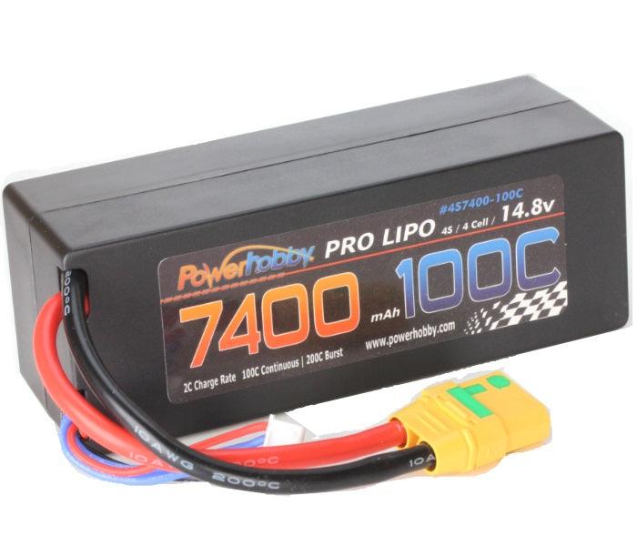 PowerHobby 4S 14.8V 7400mAh 100C-200C Lipo Battery XT90 Plug 4-Cell Hard Case - PowerHobby