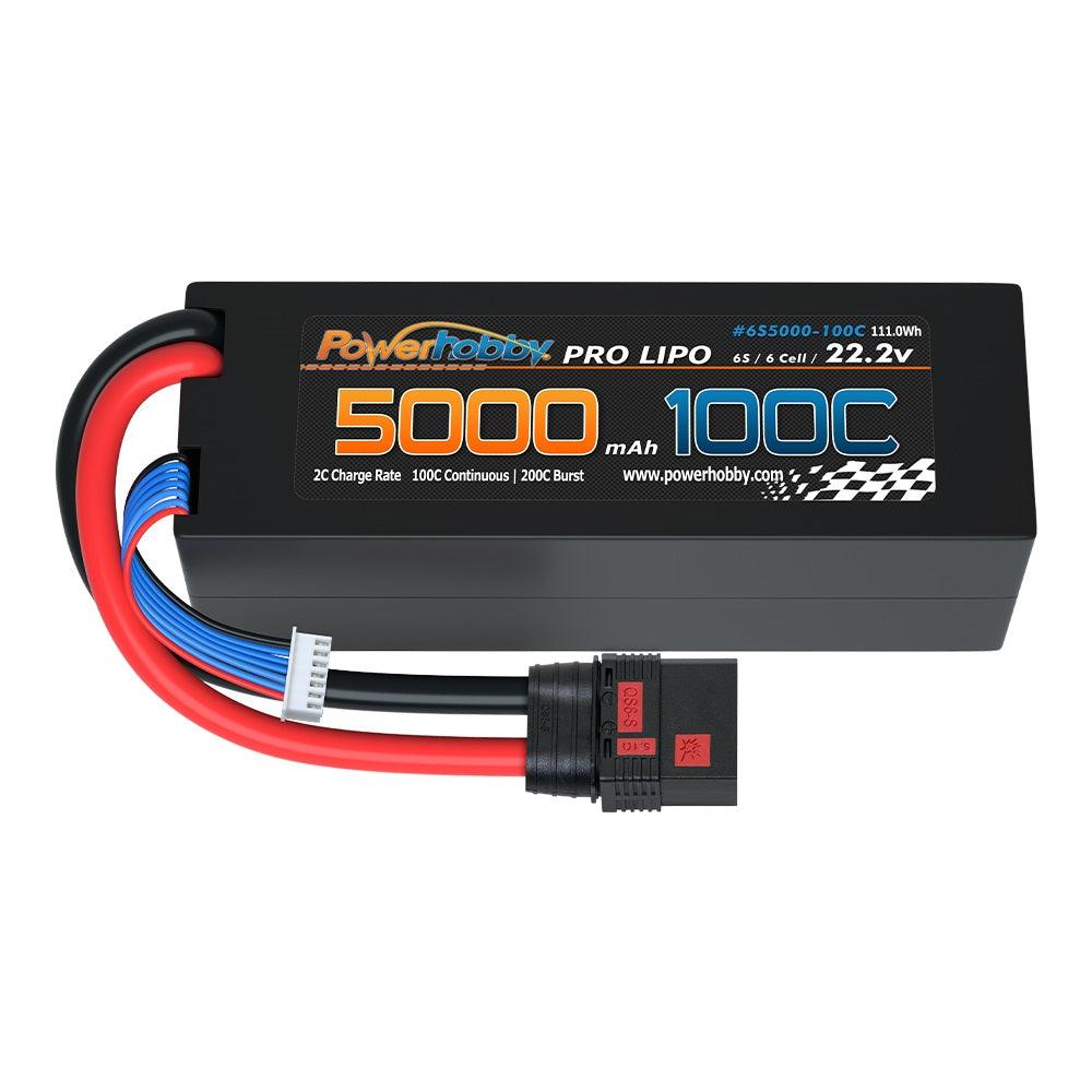 Powerhobby 6s 22.2v 5000mah 100c Lipo Battery w QS8 Plug Hard Case 6-Cell 8AWG - PowerHobby