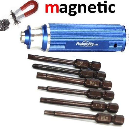 Powerhobby 6 in 1  Hex / Mulit Driver Magnetic RC Tool Set Blue - PowerHobby