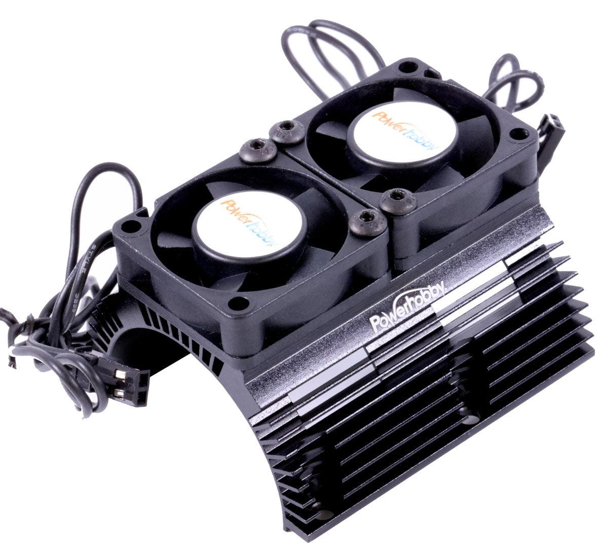 Powerhobby 1/8 Motor Aluminum Heat Sink W Dual Cooling Fan Black Arrma Senton 6S - PowerHobby