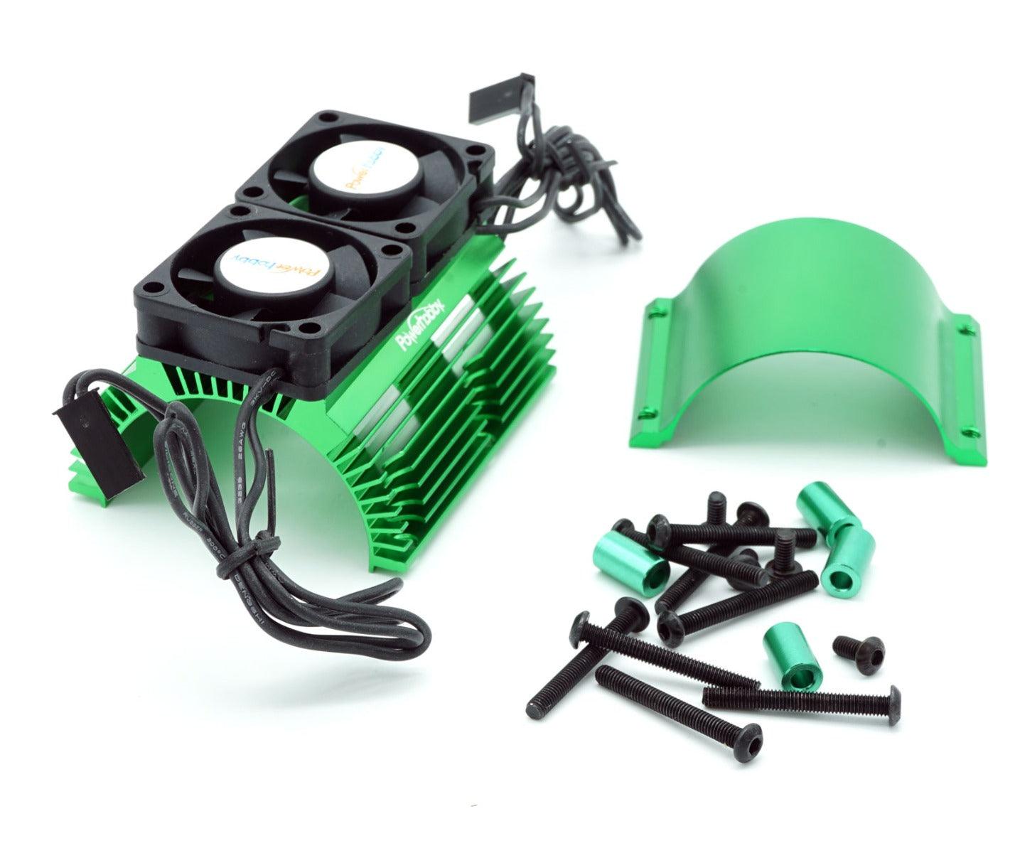 Powerhobby Heat Sink w Twin Turbo High Speed Cooling Fans 1/8 Motors Green - PowerHobby