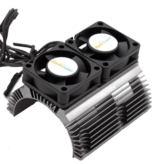 Powerhobby Heat Sink w Twin Turbo High Speed Cooling Fans 1/8 Motors GunMetal - PowerHobby