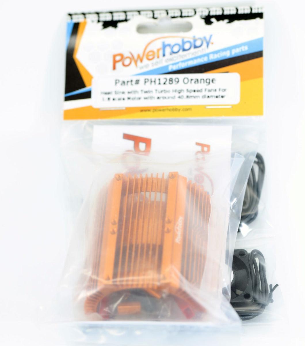 Powerhobby Heat Sink w Twin Turbo High Speed Cooling Fans 1/8 Motors Orange - PowerHobby