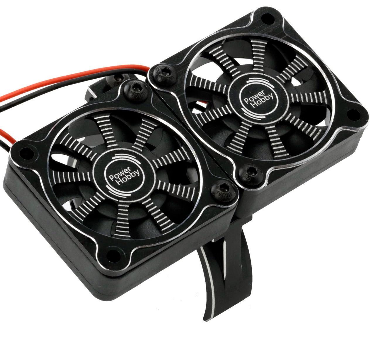 Powerhobby 1/5 Aluminum Heatsink Dual High Speed Cooling Fans w/Cover Black - PowerHobby