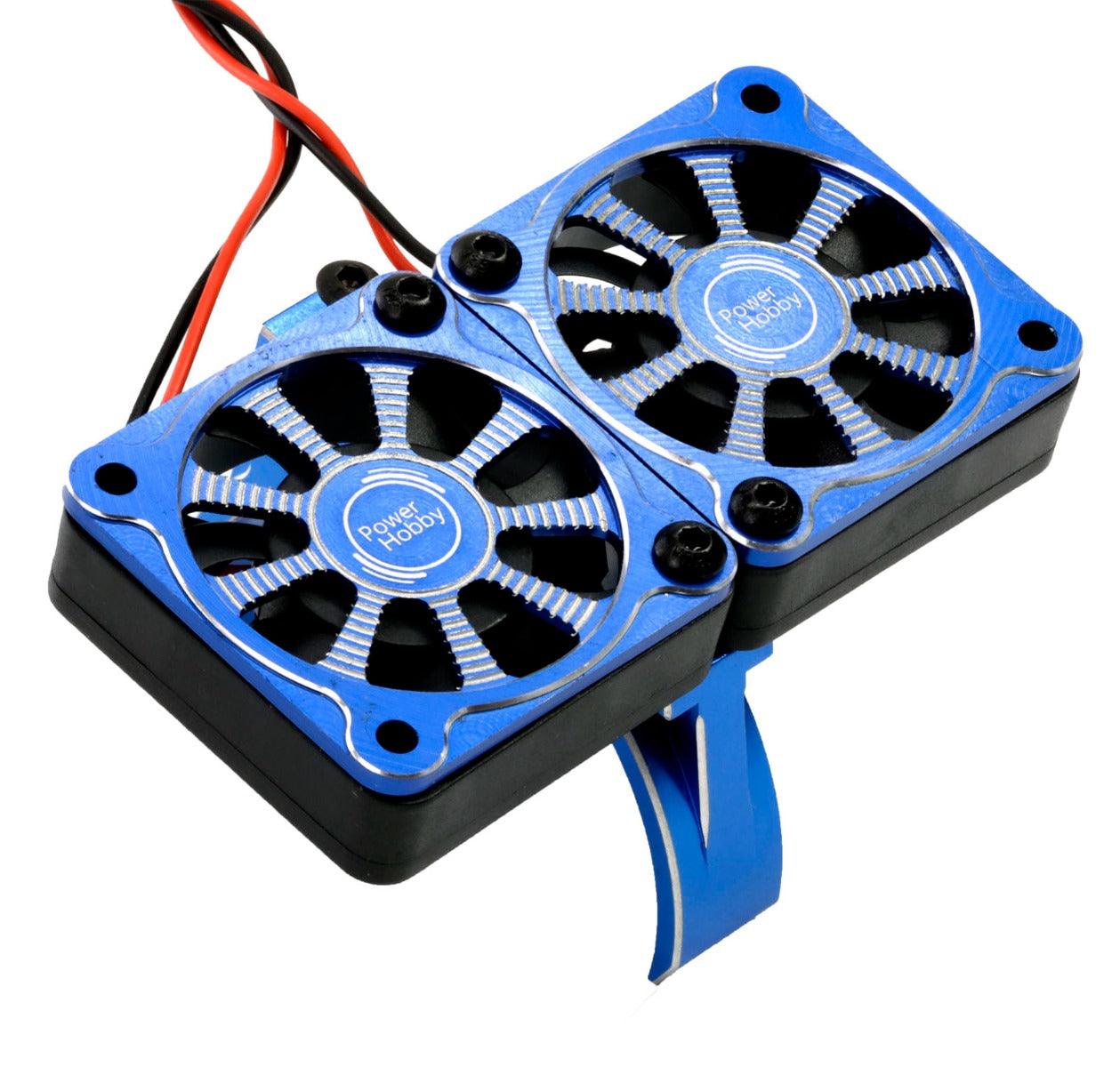 Powerhobby 1/5 Aluminum Heatsink Dual High Speed Cooling Fans w/Cover Blue - PowerHobby