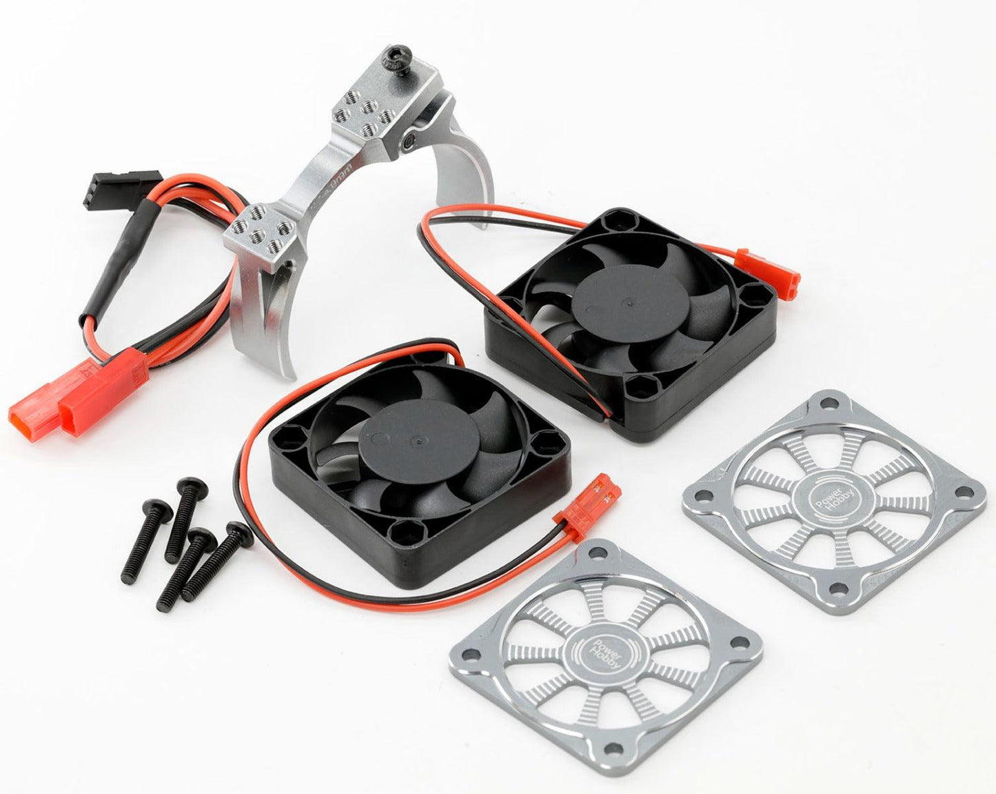 PowerHobby 1/5 Twin Turbo High Speed 40mm Aluminum Cooling Fans Motor Mount Gunmetal - PowerHobby