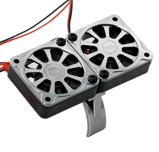 PowerHobby 1/5 Twin Turbo High Speed 40mm Aluminum Cooling Fans Motor Mount Gunmetal - PowerHobby