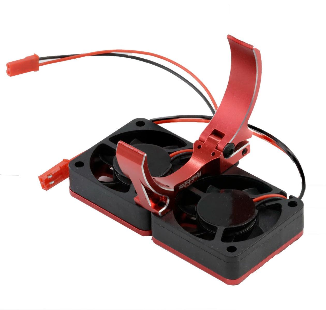 PowerHobby 1/5 Twin Turbo High Speed 40mm Aluminum Cooling Fans Motor Mount Red - PowerHobby