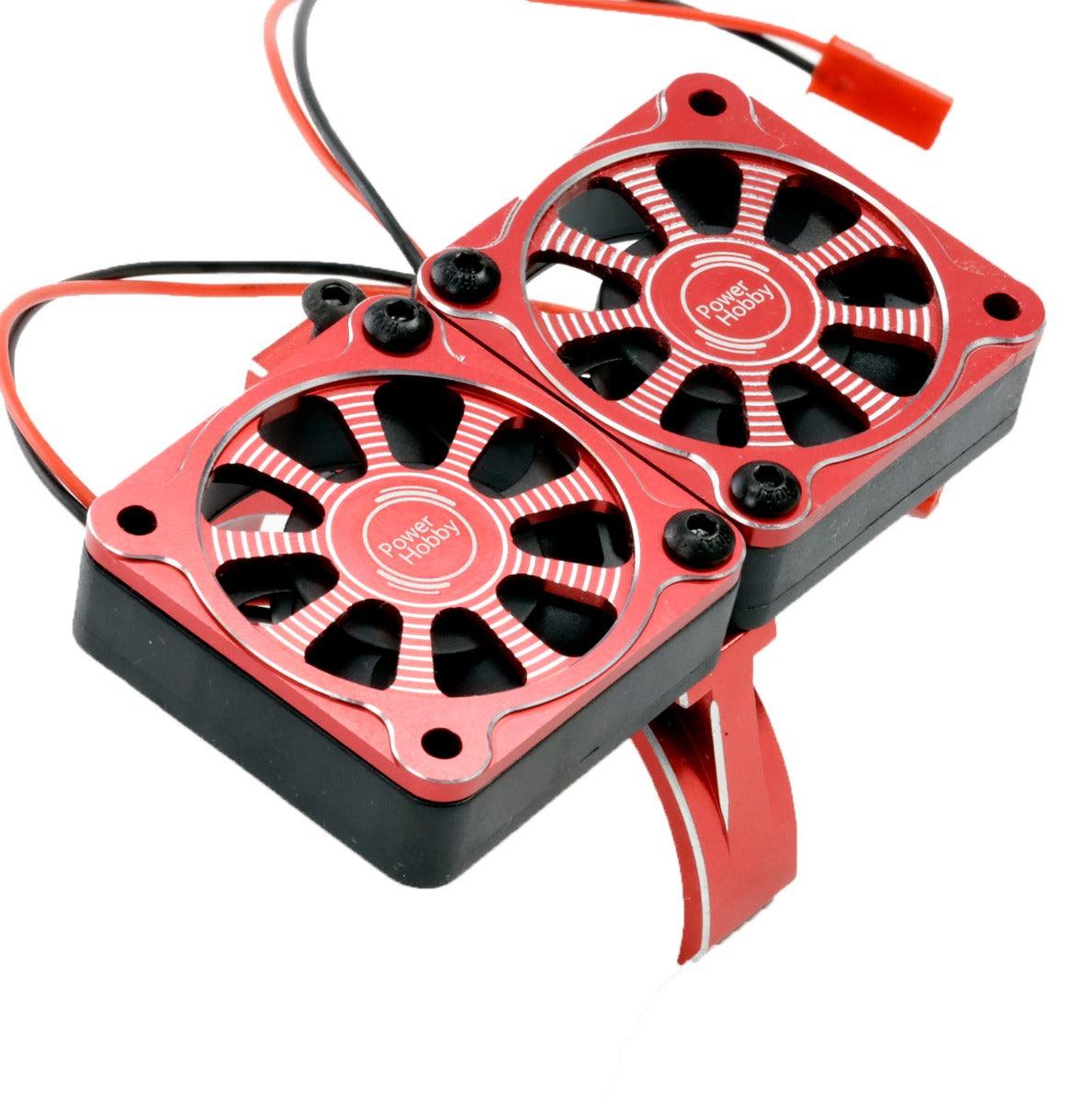 PowerHobby 1/5 Twin Turbo High Speed 40mm Aluminum Cooling Fans Motor Mount Red - PowerHobby