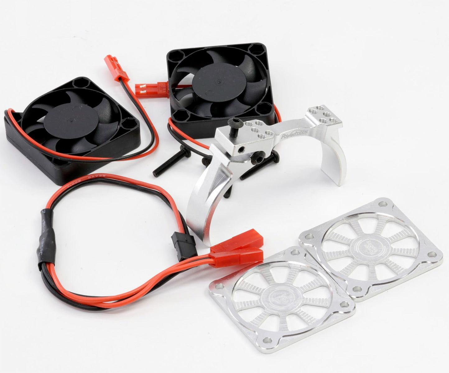 Powerhobby 1/5 Aluminum Heatsink Dual High Speed Cooling Fans w/Cover Silver - PowerHobby