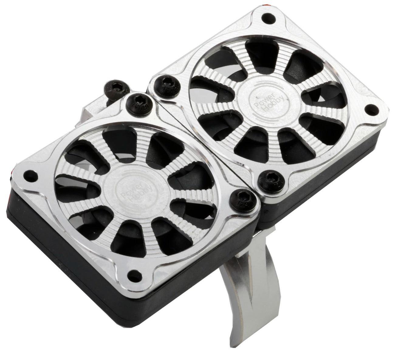 Powerhobby 1/5 Aluminum Heatsink Dual High Speed Cooling Fans w/Cover Silver - PowerHobby