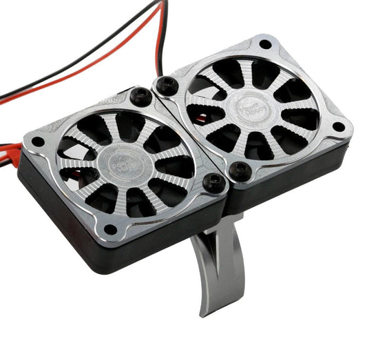 Powerhobby 1/8 Aluminum Heatsink 40mm Dual High Speed Cooling Fans Cover Gunmetal - PowerHobby